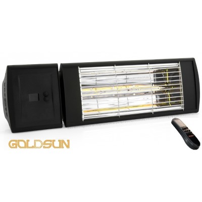 Goldsun Supra Plus Smooth Infrarot Heizstrahler GSS20PLG inkl. Fernbedienung wassergeschtzt IP55 2,0 KW Schwarz RAL9005, Low Glare