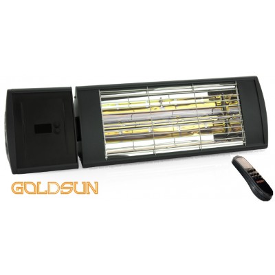 Goldsun Supra Plus Smooth Infrarot Heizstrahler GSS20PLG inkl. Fernbedienung wassergeschtzt IP55 2,0 KW Anthrazit RAL7016, Low Glare