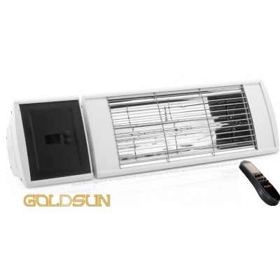 Goldsun Supra Plus Smooth Infrarot Heizstrahler GSS20PLG inkl. Fernbedienung wassergeschtzt IP55 2,0 KW Vintage Schwarz - Wei RAL9005, RAL9016 Low Glare